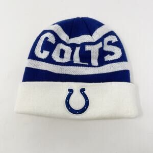 NFL Team Apparel Indianapolis Colts Beanie Hat Cap Blue White Horseshoe Foldover
